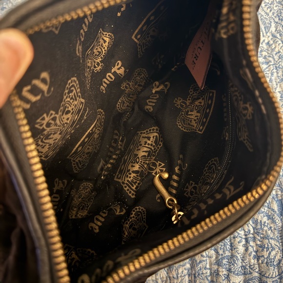 Y2K Juicy Couture Black Hobo Bag with Gold Embroidery - Picture 7 of 9